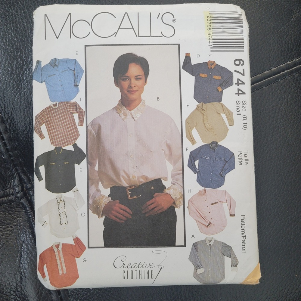 McCall's 6744 Sewing Pattern Misses Shirt Jabot Tie Size 8-10 Uncut Vintage